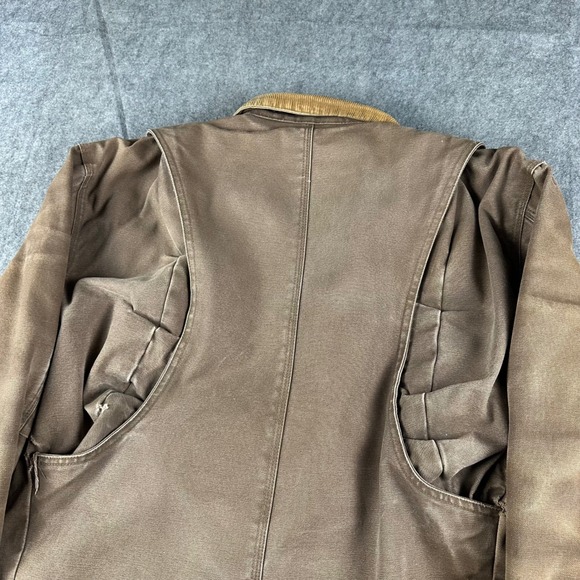 Canvas Barn Chore Jacket Quilt Lined Brown Work Thrash Distress Small OVERSIZED - Picture 9 of 16